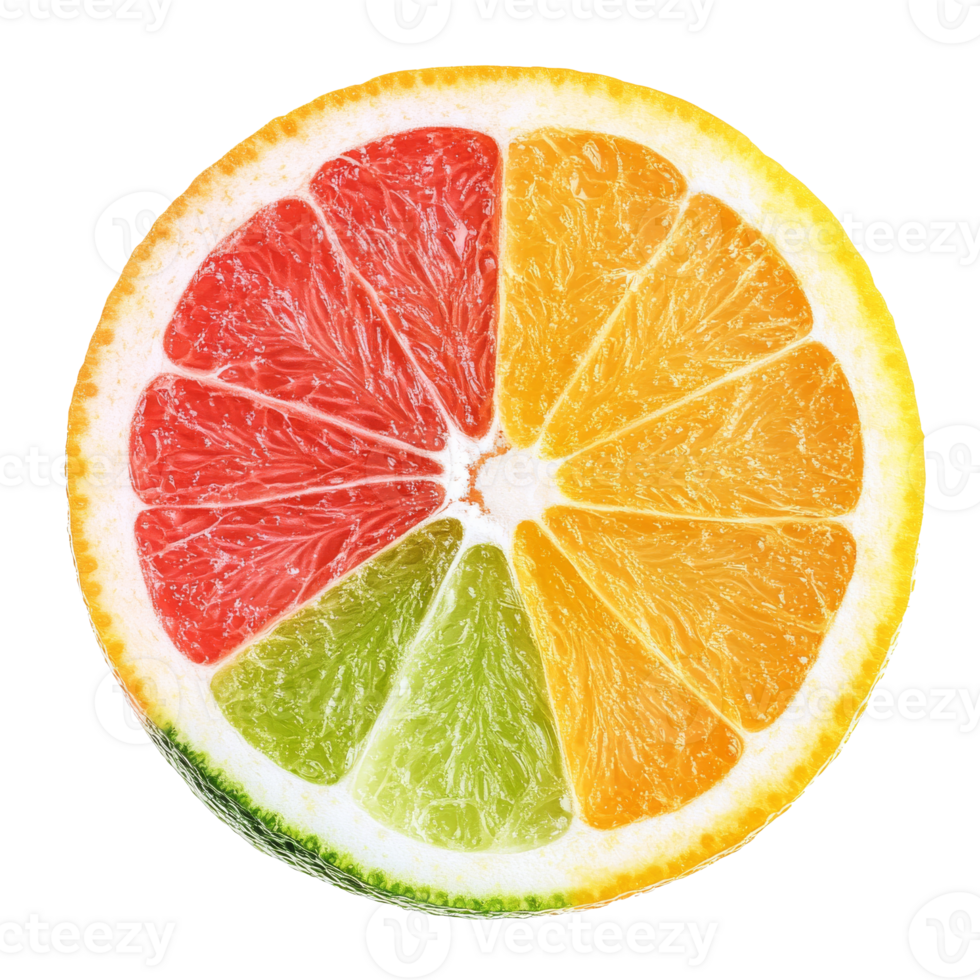 Vibrant orange citrus fruit slice, cut out transparent png