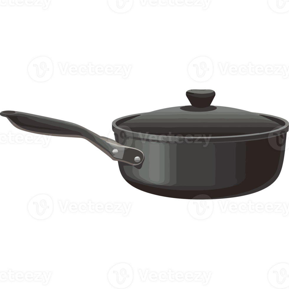 A frying pan with a lid on a black background png