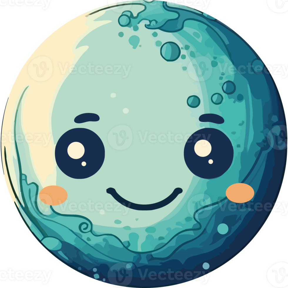 Cartoon planet with a smiley face png
