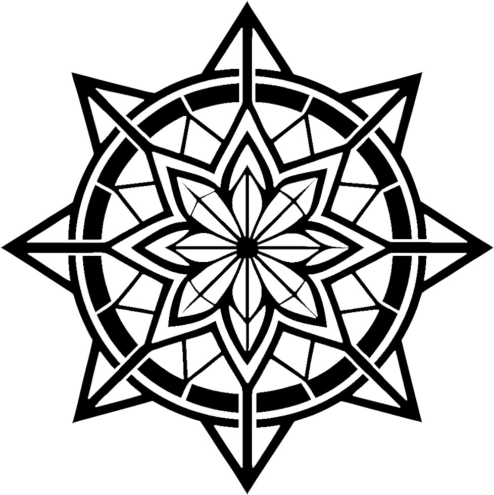 Beautiful Symmetrical Mandala with Geometric Shapes. . png