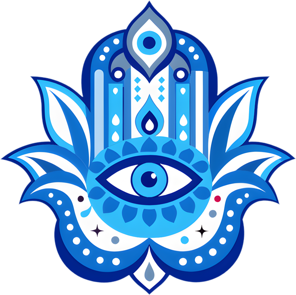 Intricate Hamsa amulet clipart, stunning symbol of faith and protection. . png