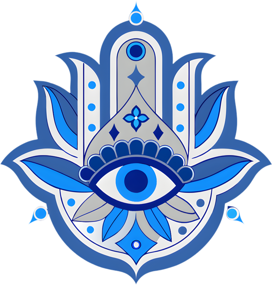 Beautifully detailed Hamsa amulet clipart, eye-catching home decor. . png