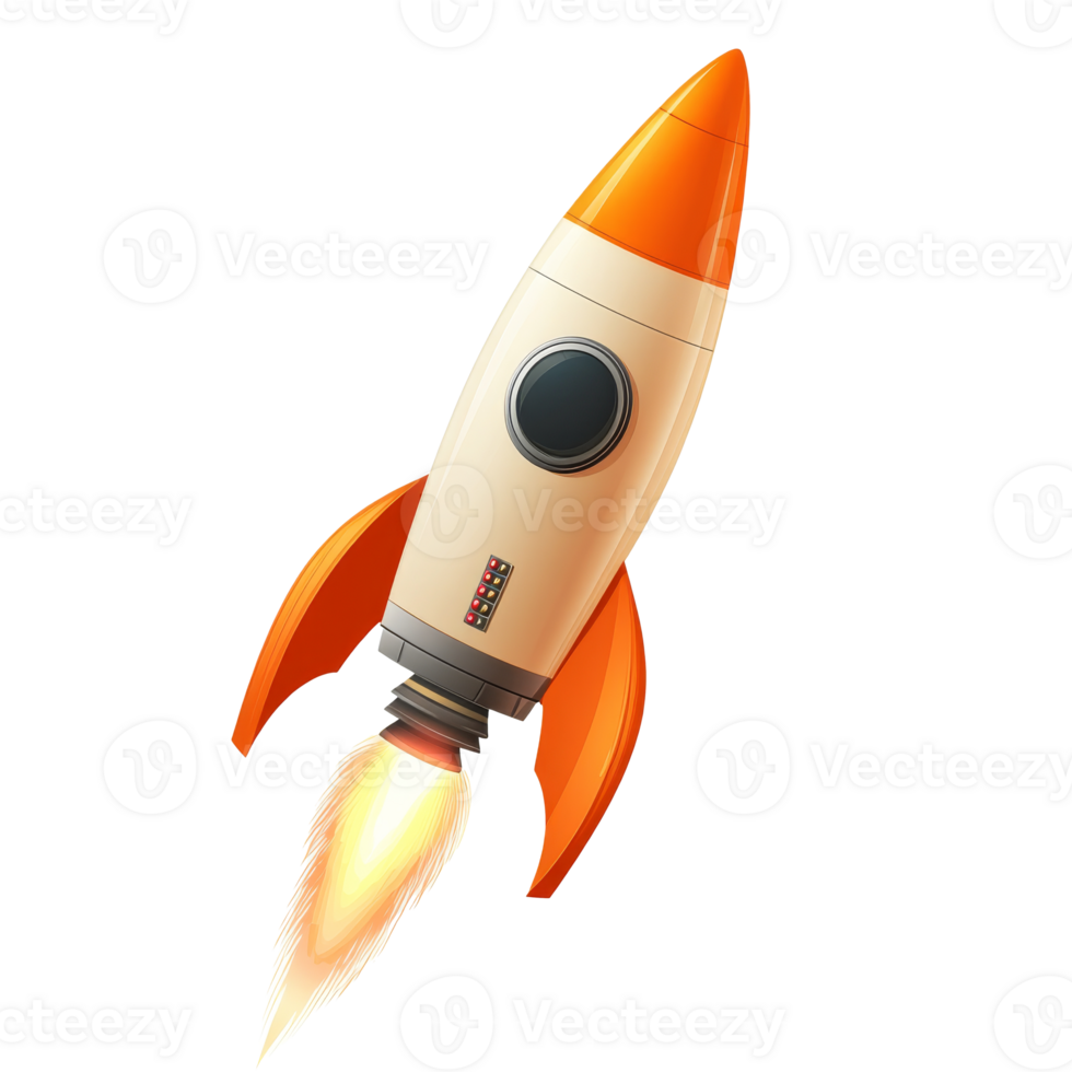 Rocket launching against a white background, transparent png