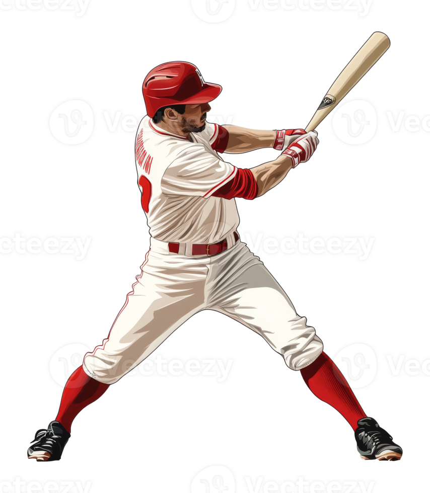 Baseball player swinging a bat in action at sunset, transparent png