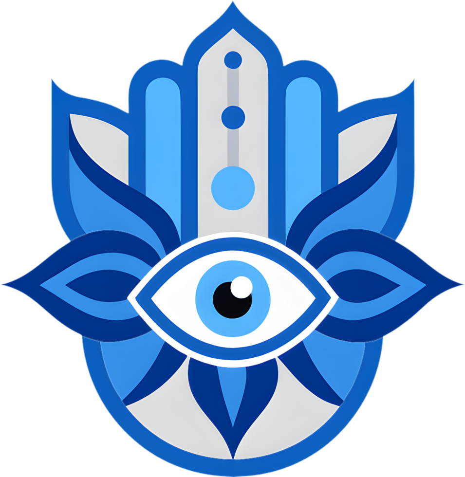 Beautifully detailed Hamsa amulet clipart, eye-catching embroidery design. . png