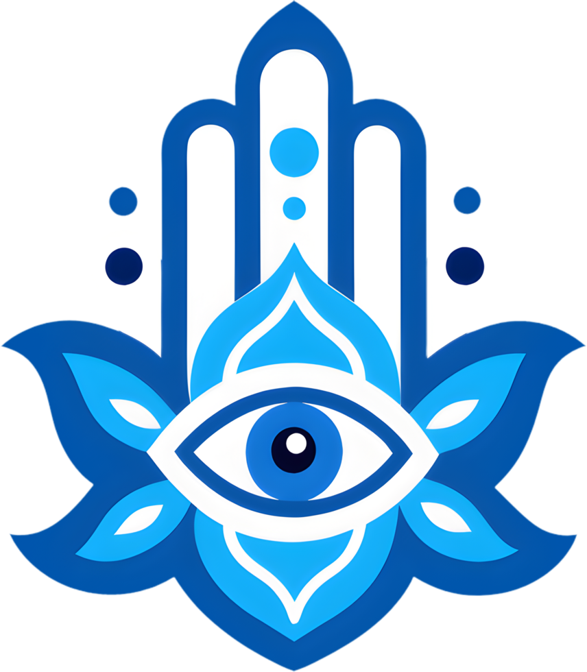 Intricate Hamsa amulet clipart, stunning symbol of good luck. . png