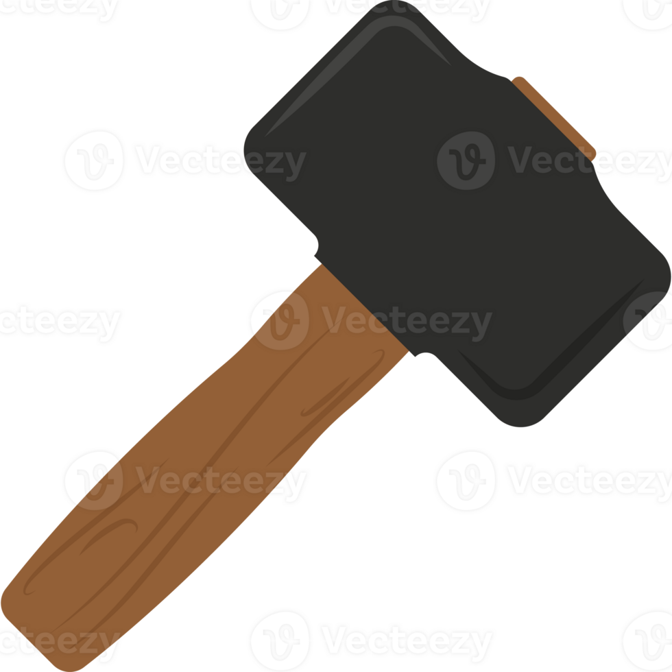 A hammer with a wooden handle on a black background png