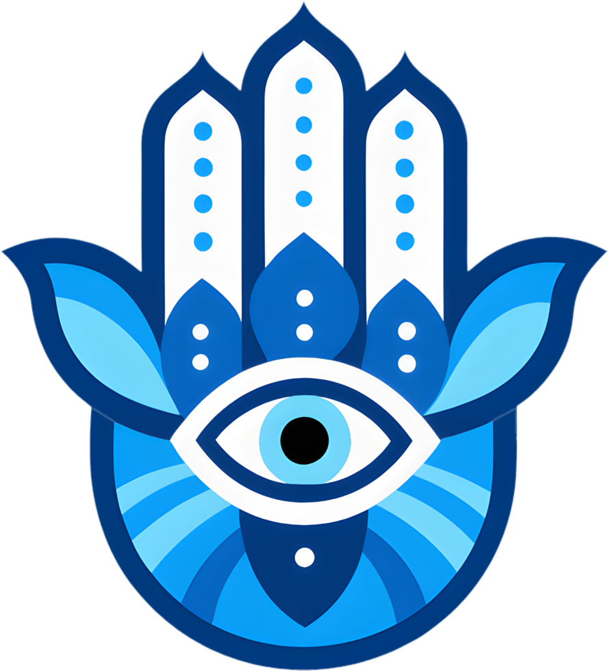 Beautifully adorned Hamsa amulet clipart, eye-catching detail. . png