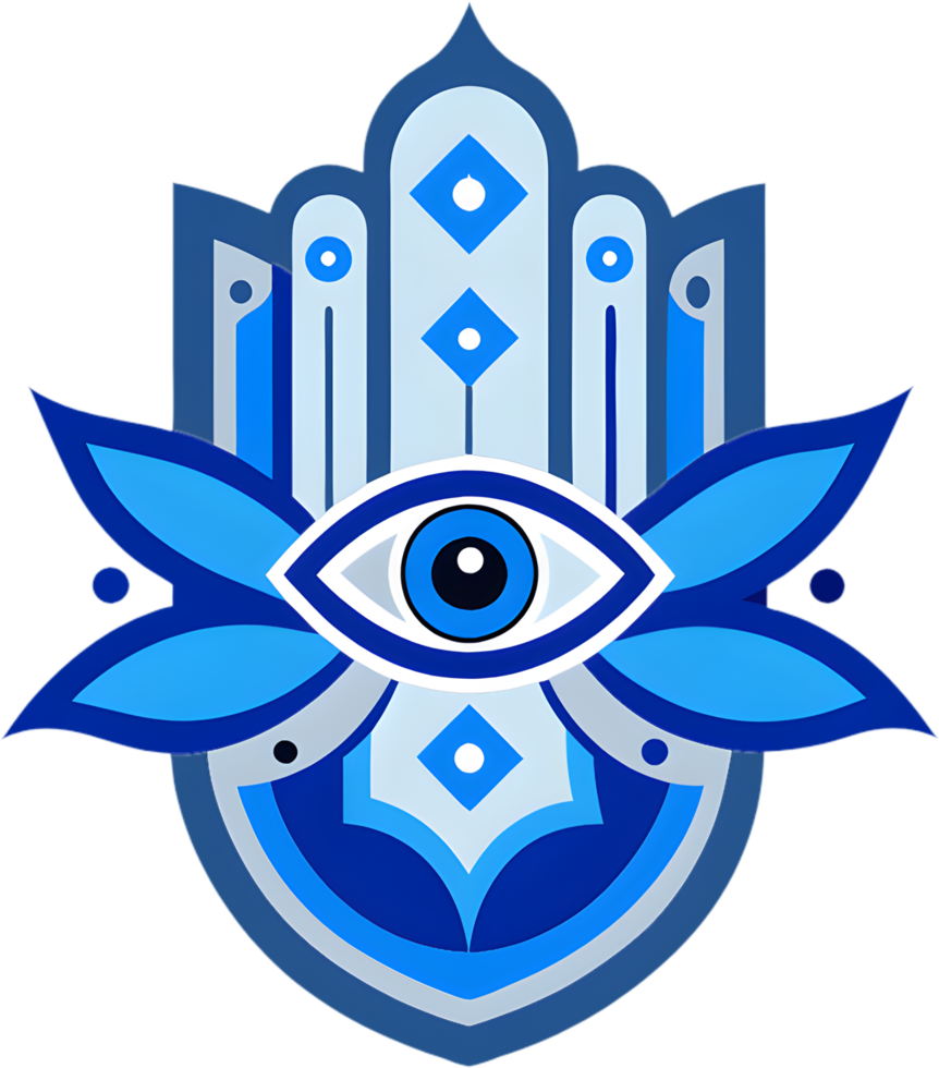 Beautifully decorated Hamsa amulet clipart, eye-catching design. . png
