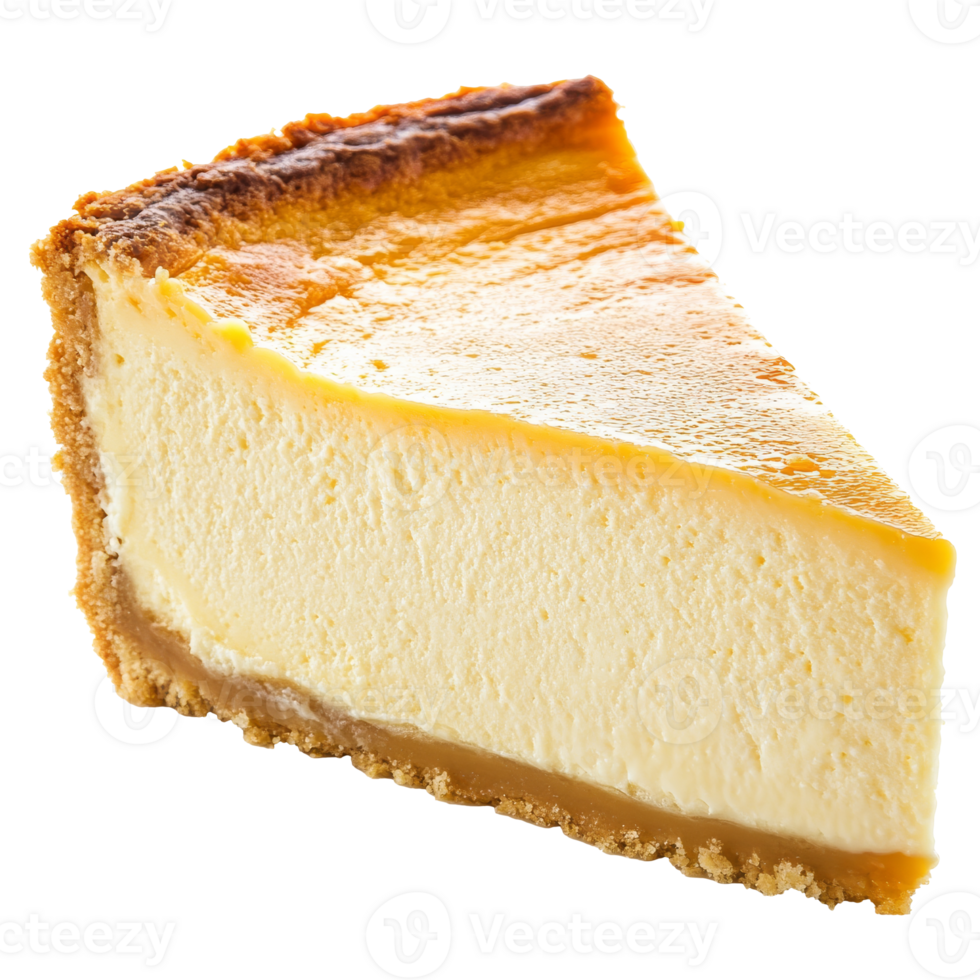 Creamy cheesecake slice on a white background, transparent png