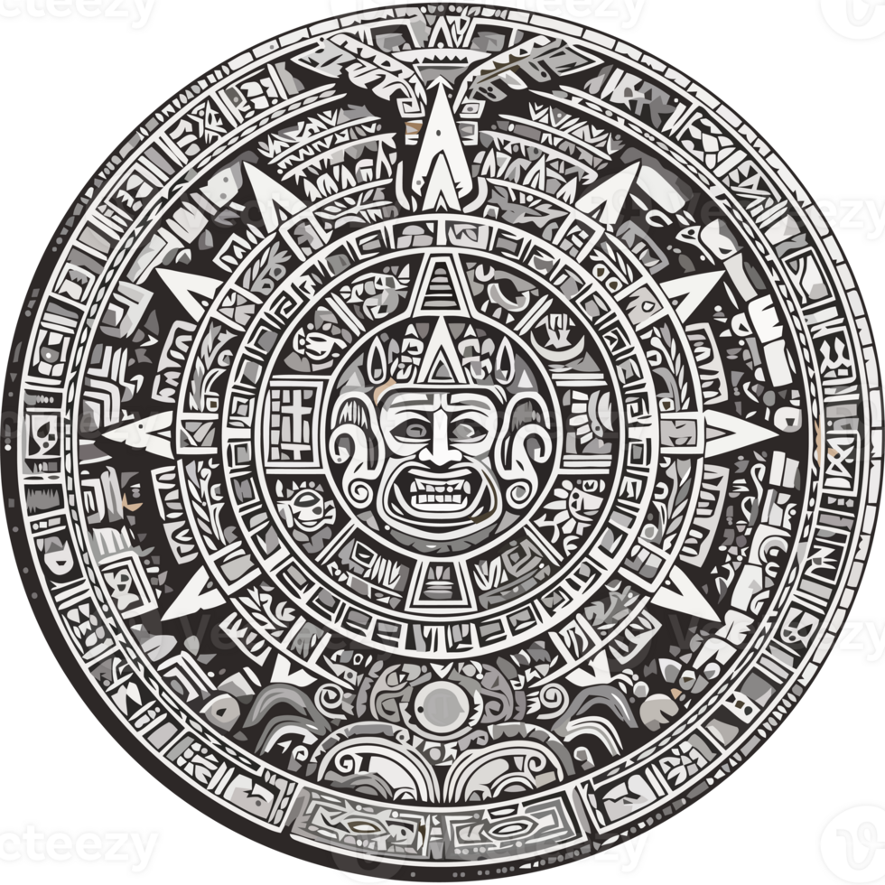 The mayan calendar is shown in this black and white image png
