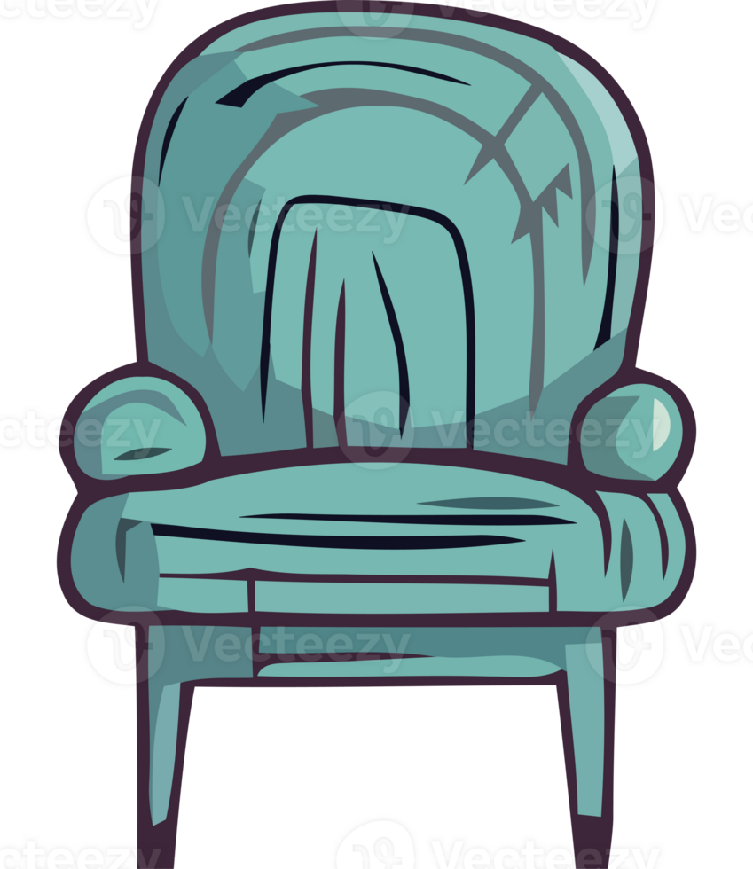 A blue chair with a black background png