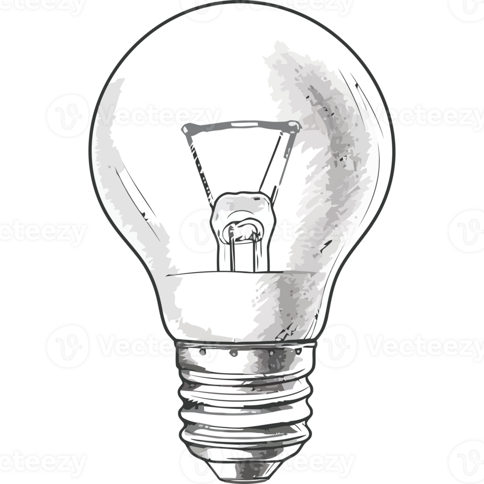 A drawing of a light bulb on a black background png