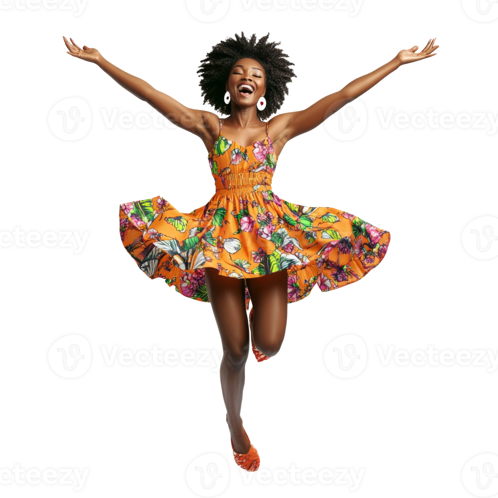 blij danser in levendig jurk vieren leven, transparant png