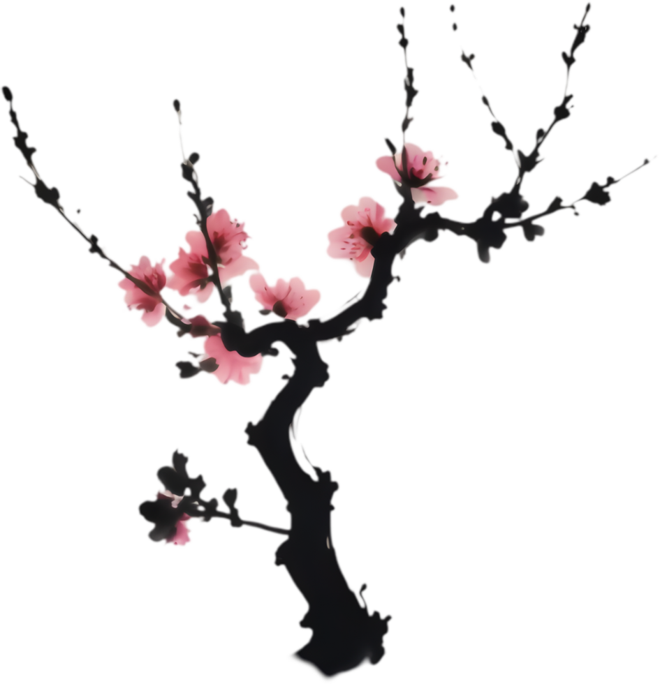 Serene Sakura Sumi-e Ink Illustration. . png
