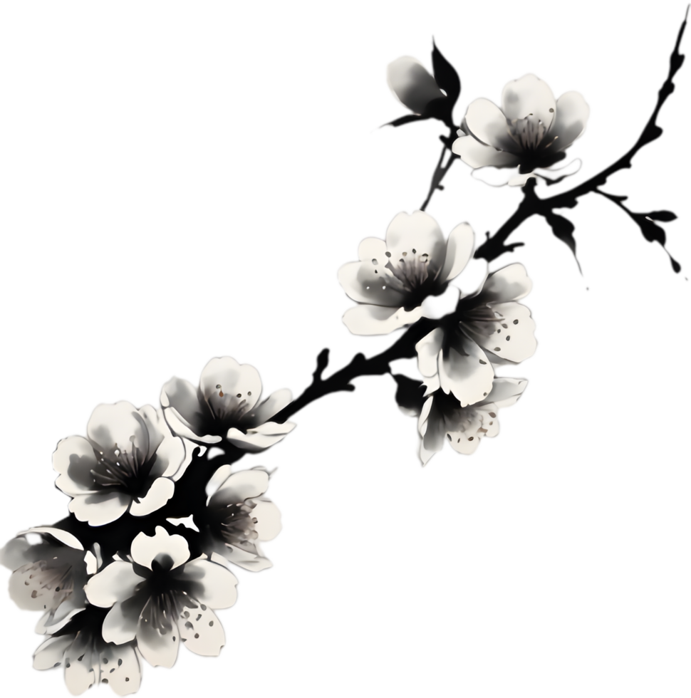 Essence of Spring, Sumi-e Cherry Blossoms. . png
