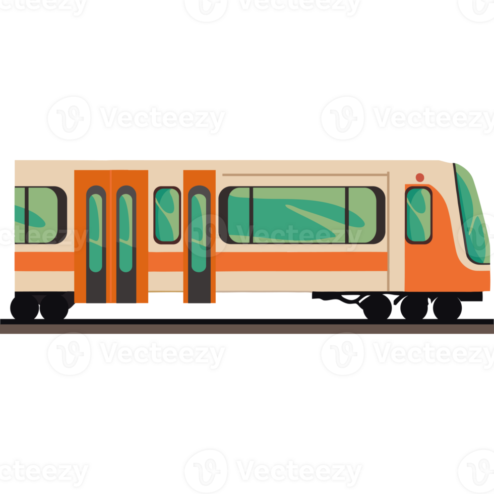 An orange and white train on a black background png