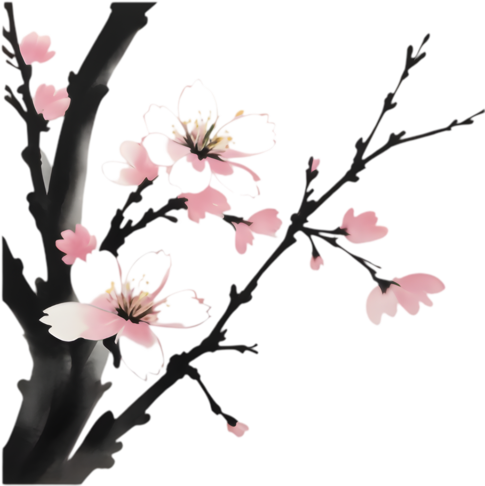 Delicate Cherry Blossom Brush Stroke Silhouette. . png
