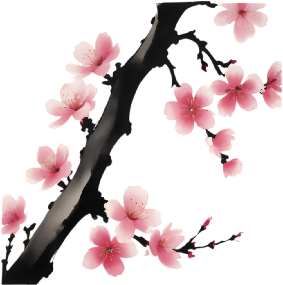 Minimalist Sakura Branch Sumi-e Art. . png