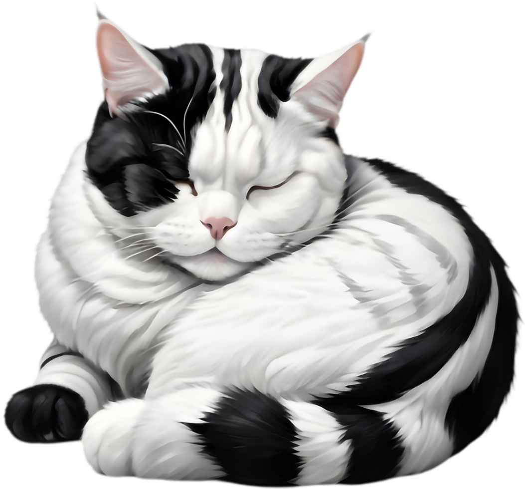 Lovable Plump Cat Napping After Meal. . png