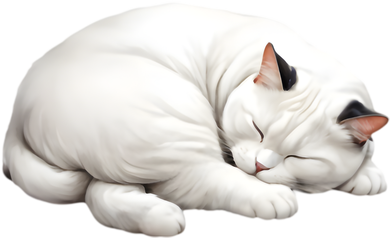 Rotund Sleeping Cat with Contented Smile. . png