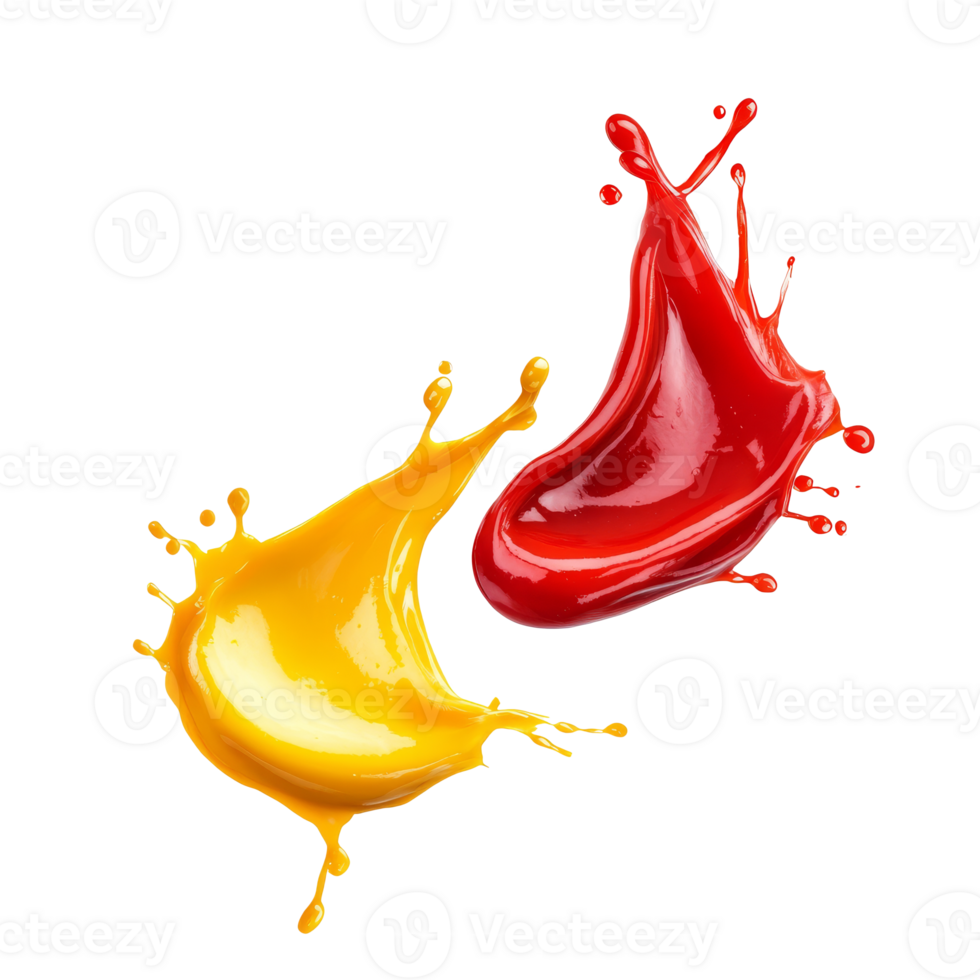 Colorful paint splashes creating dynamic shapes isolated transparent background png