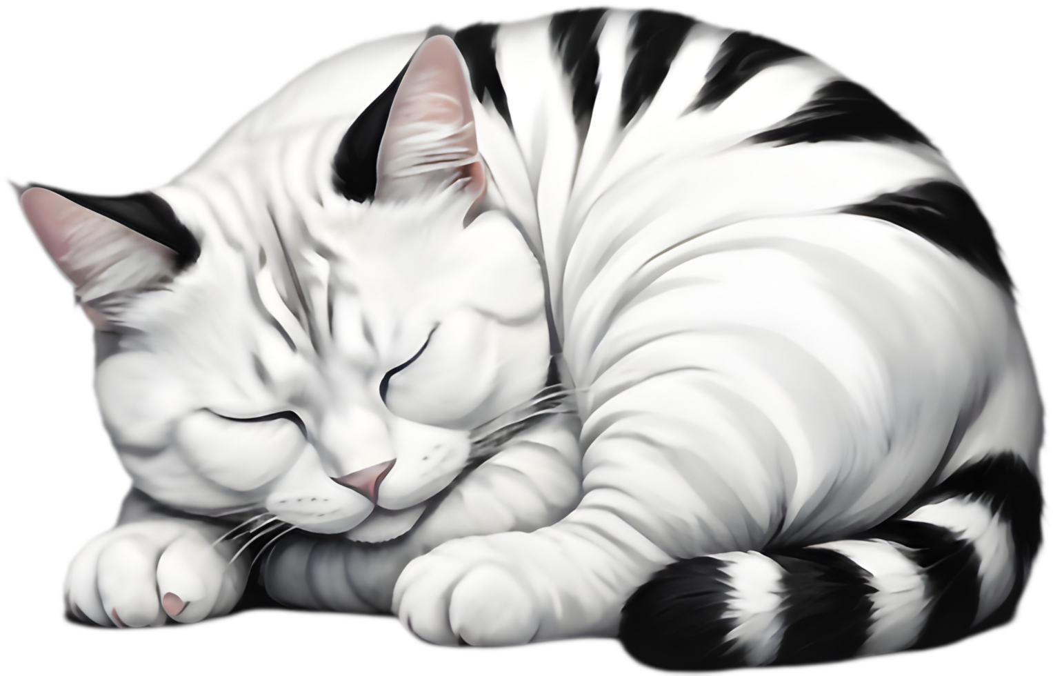 Roly-Poly Cat Dozing on Soft Cushion. . png