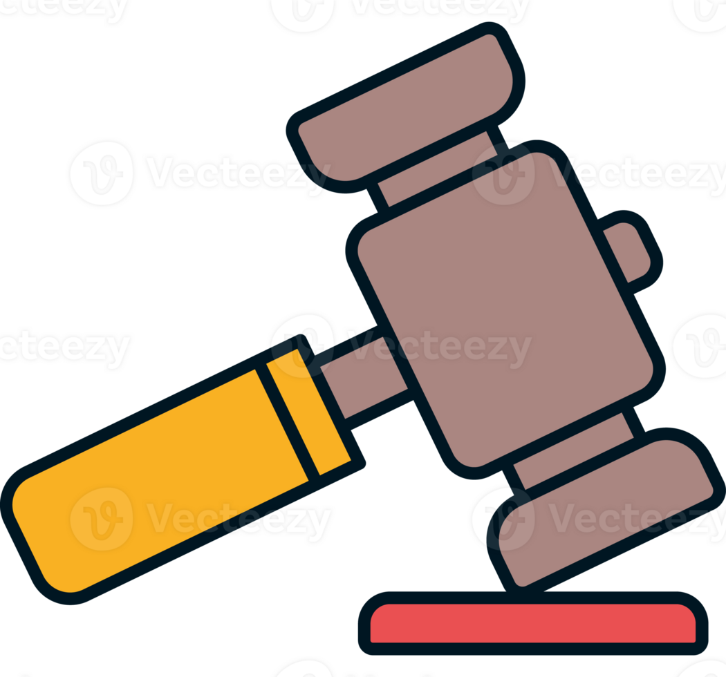 A judge's gavel icon on a black background png