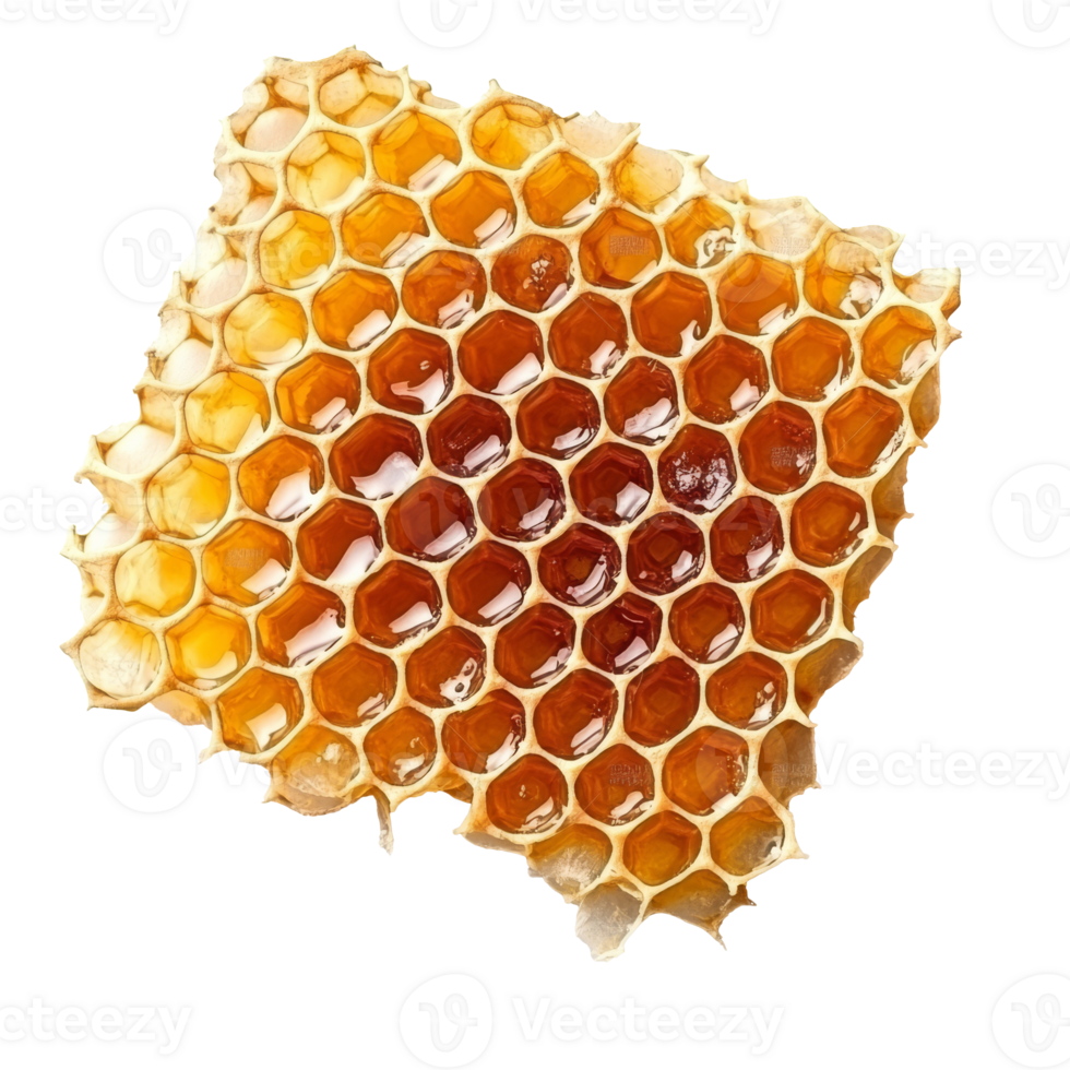 Honeycomb structure displaying honey isolated transparent background png