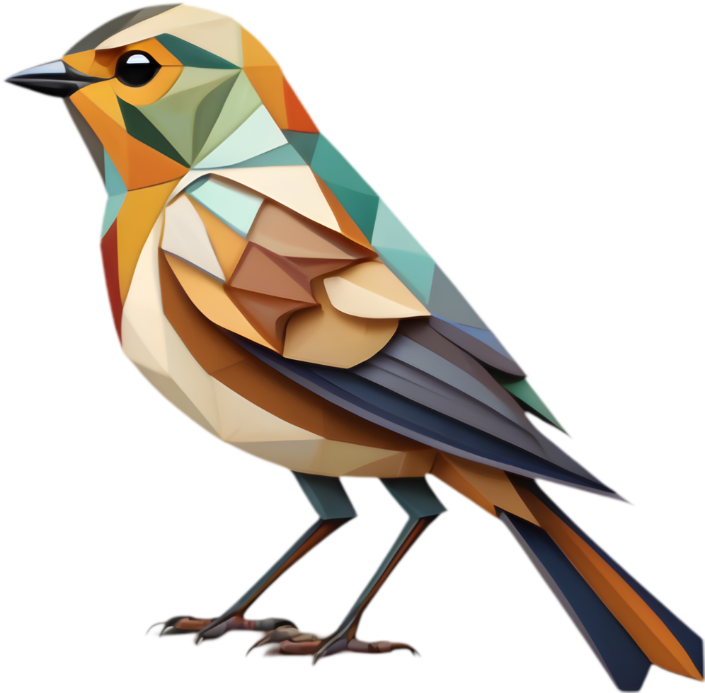 Cubic Feathers, Abstract Robin Bird Art. . png