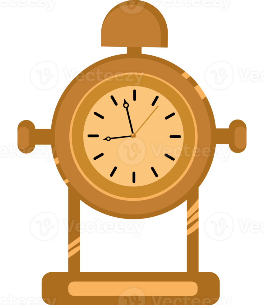 A clock on a stand with a black background png
