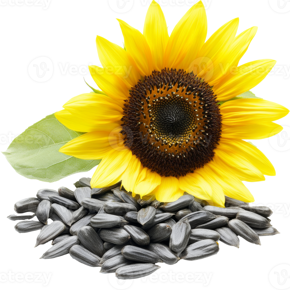 Sunflower with seeds in the sunlight isolated transparent background png