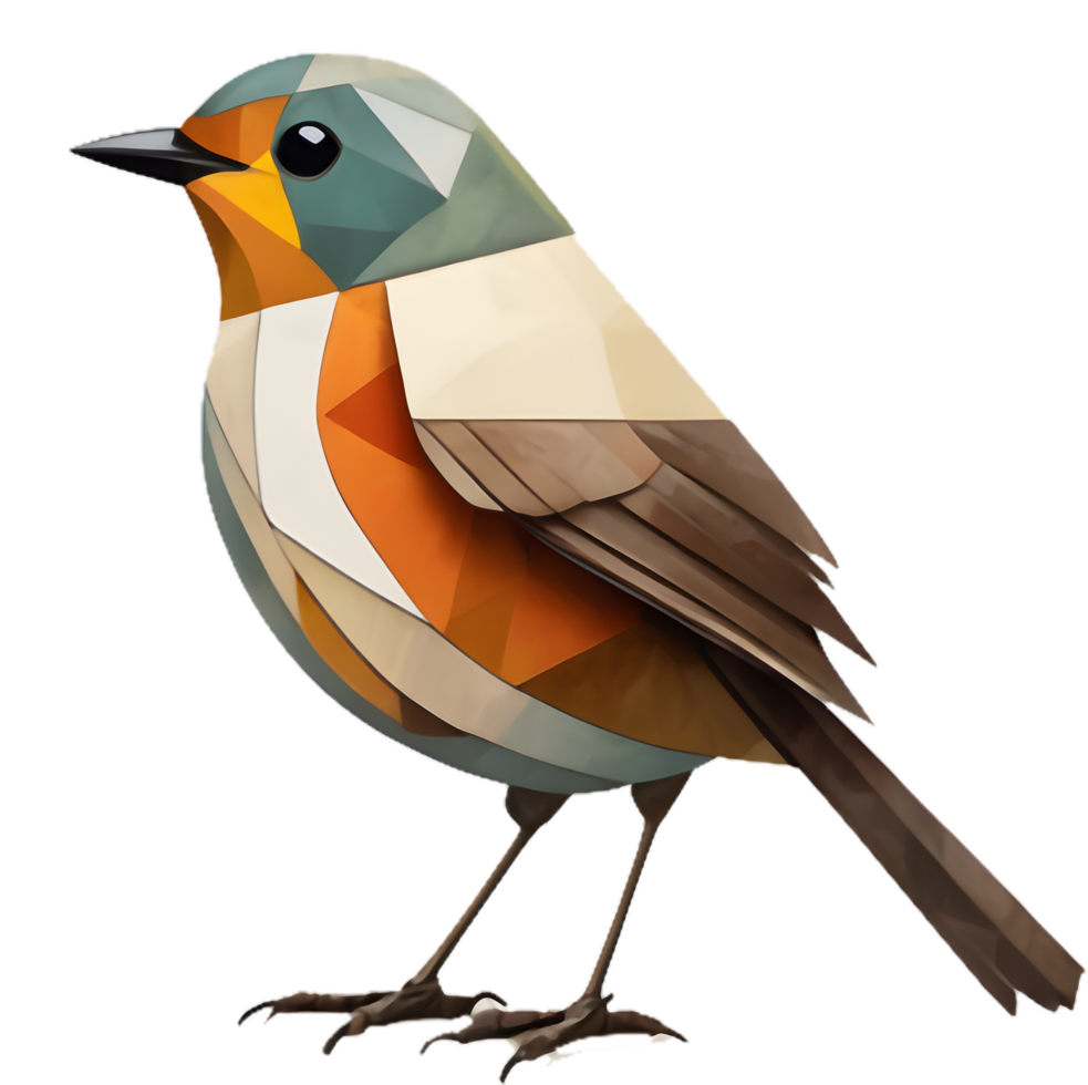 Multi-Faceted Robin, Cubist Bird Artwork. . png