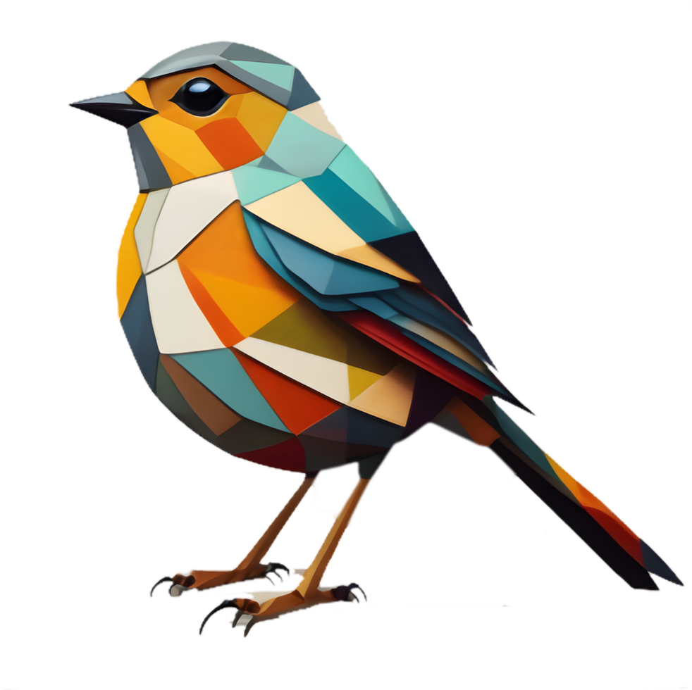 Angular Avian, Cubism Robin Illustration. . png