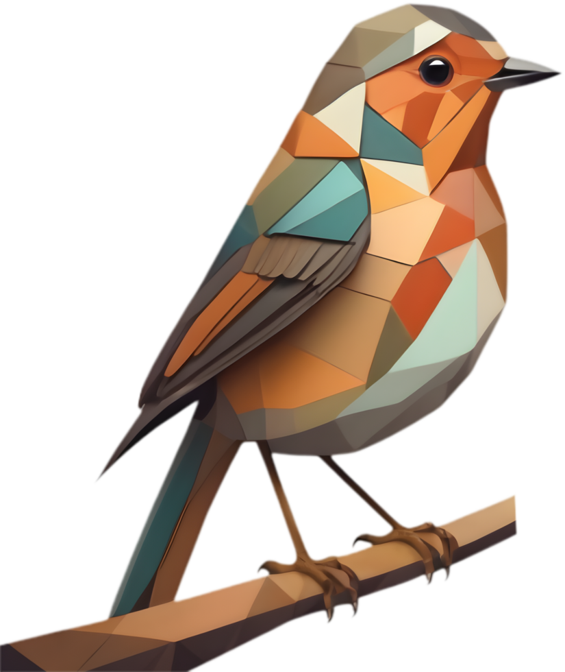 Abstract Angles, Cubism Robin Illustration. . png