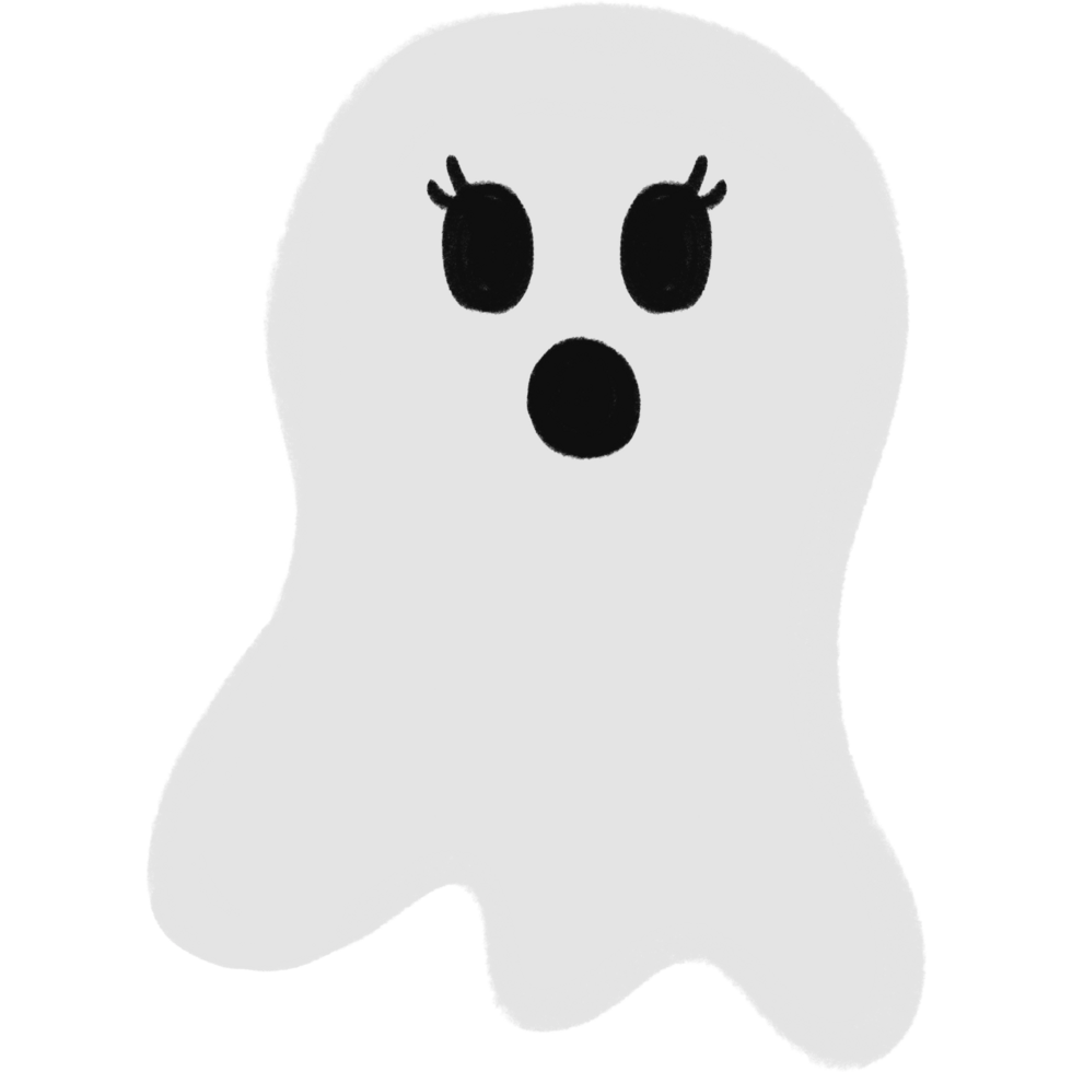 Cute Eyes WOW Mouth Ghost Illustration png
