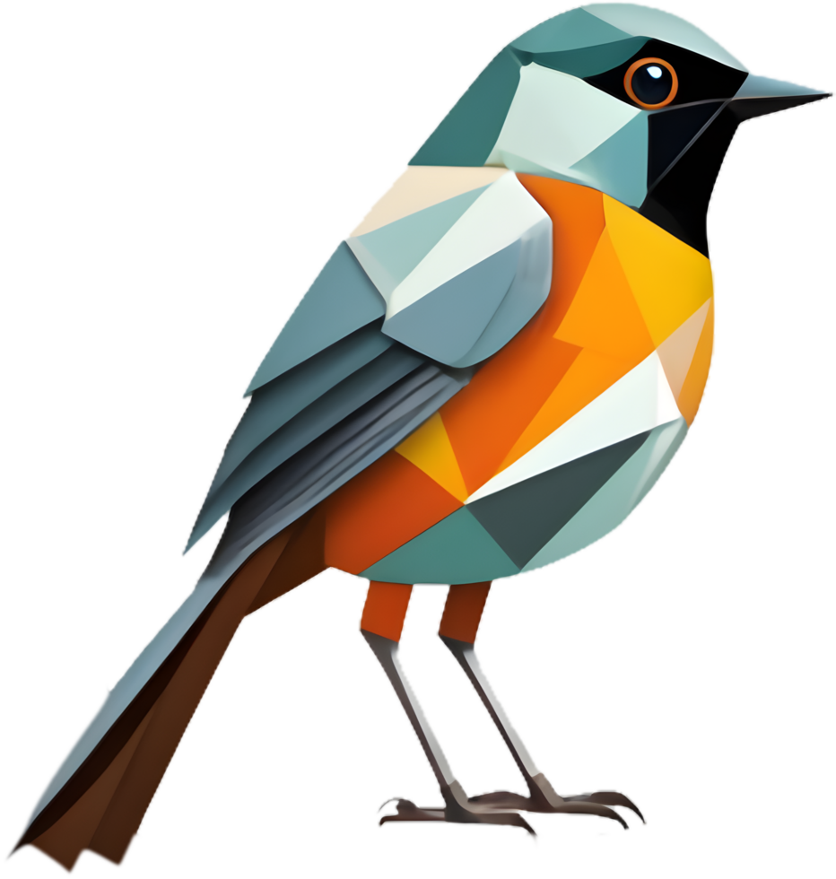 Bold Cubist Robin, Contemporary Bird Design. . png