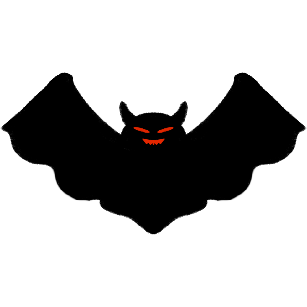 Scary Mouth Devil Small Eyes Black Bat Illustration png
