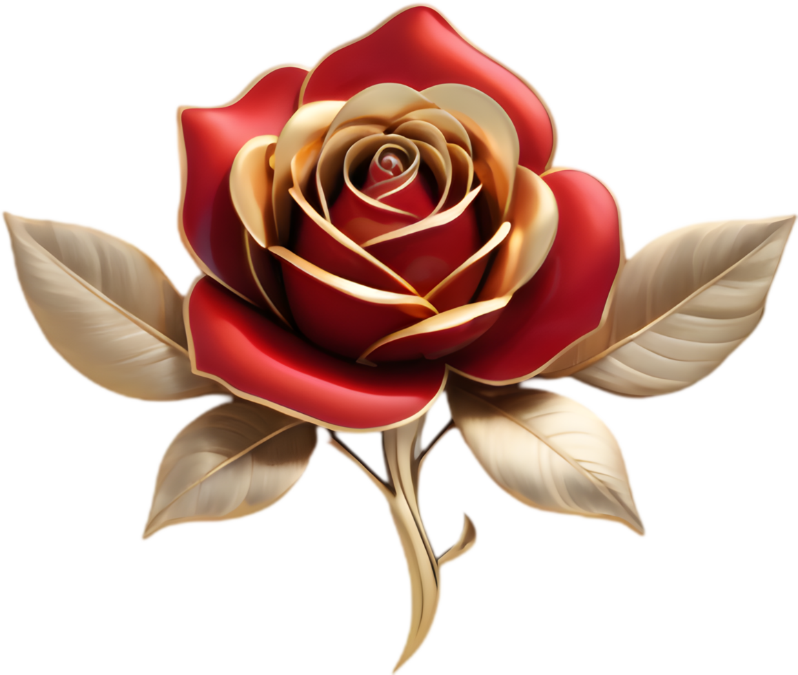 Sophisticated 3D Rose Logo, Red and Gold. . png