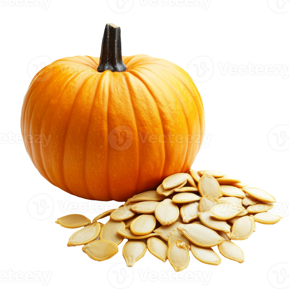 Pumpkin and seeds on white background isolated transparent background png
