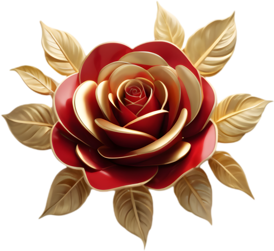Luminous Rose Logo, Red Petals, Golden Trim. . png