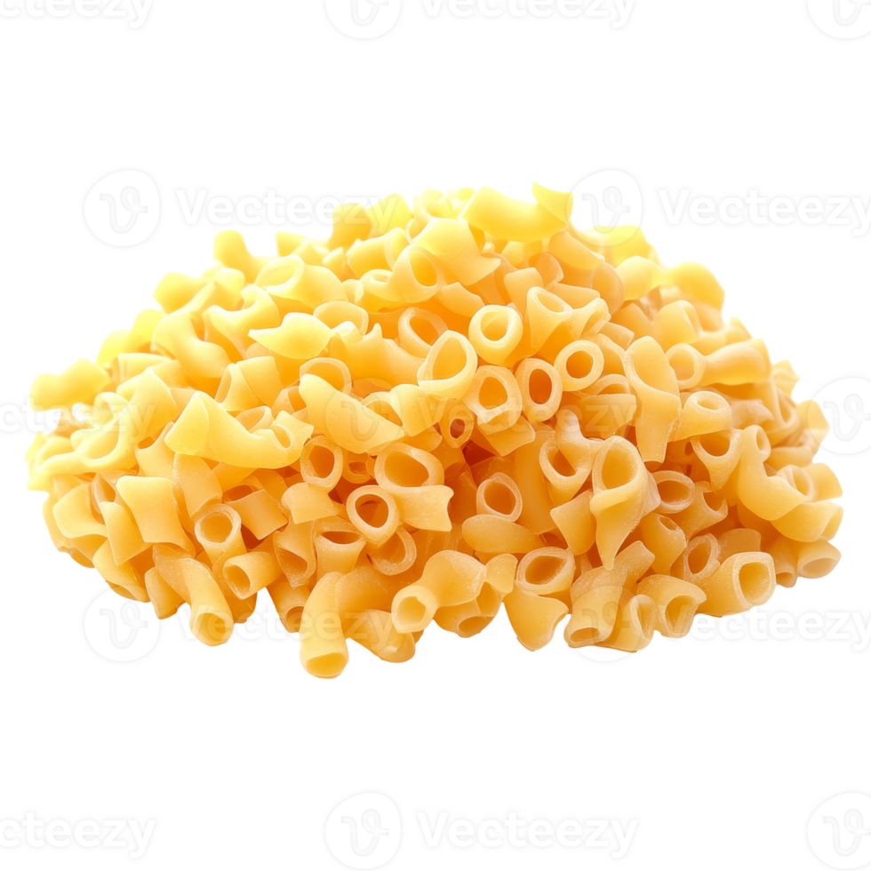 Fresh uncooked pasta piled up on a white surface isolated transparent background png