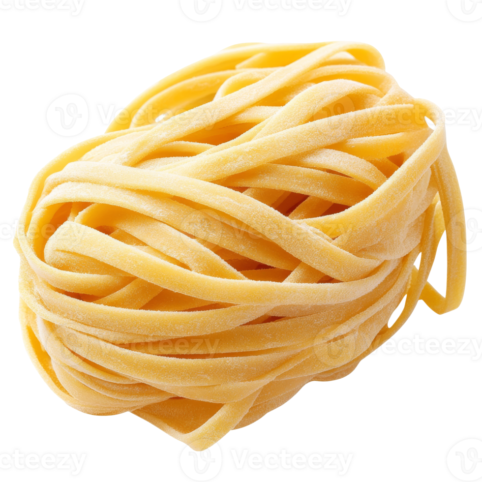 Fresh fettuccine pasta on white bg isolated transparent background png