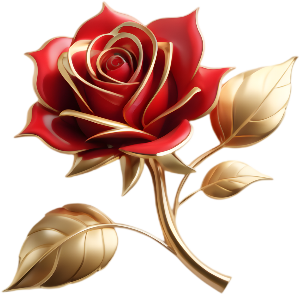 Sophisticated 3D Rose Logo, Red and Gold. . png