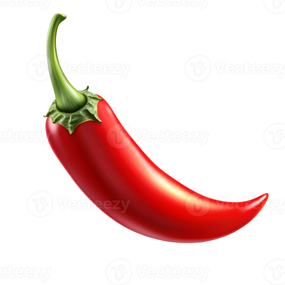 Vibrant red chili pepper on white background isolated transparent background png
