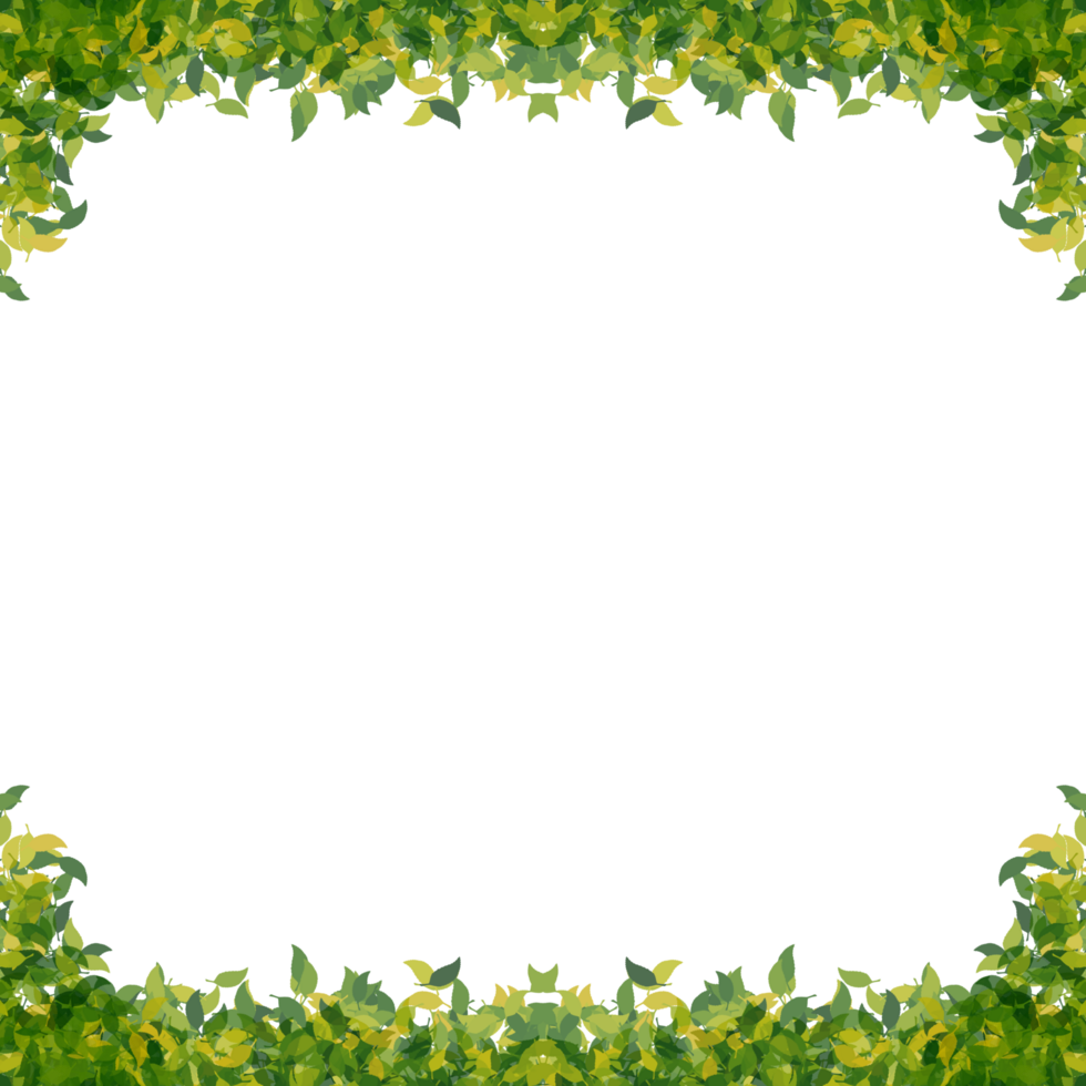 Green leaves embrace the empty space, creating a fresh, nature-inspired border for any design. png