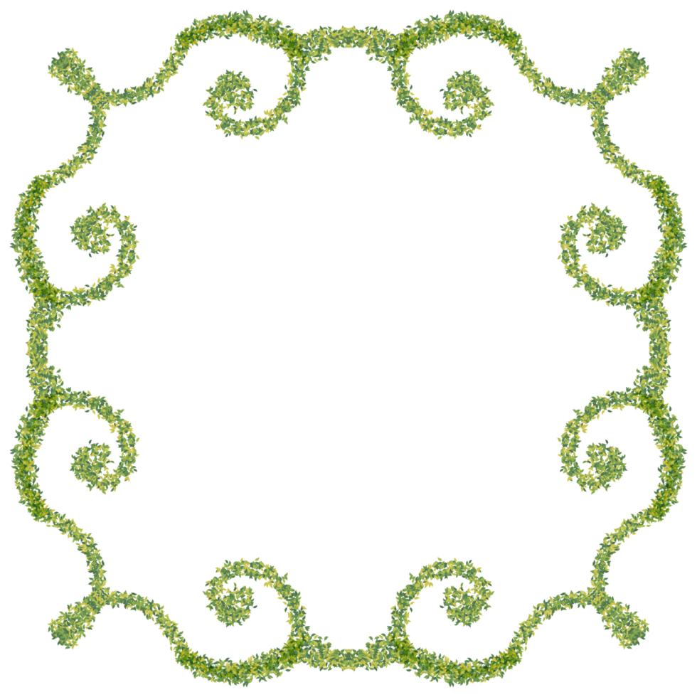 A lush, green frame, alive with nature essence, waits to hold your next creation. png