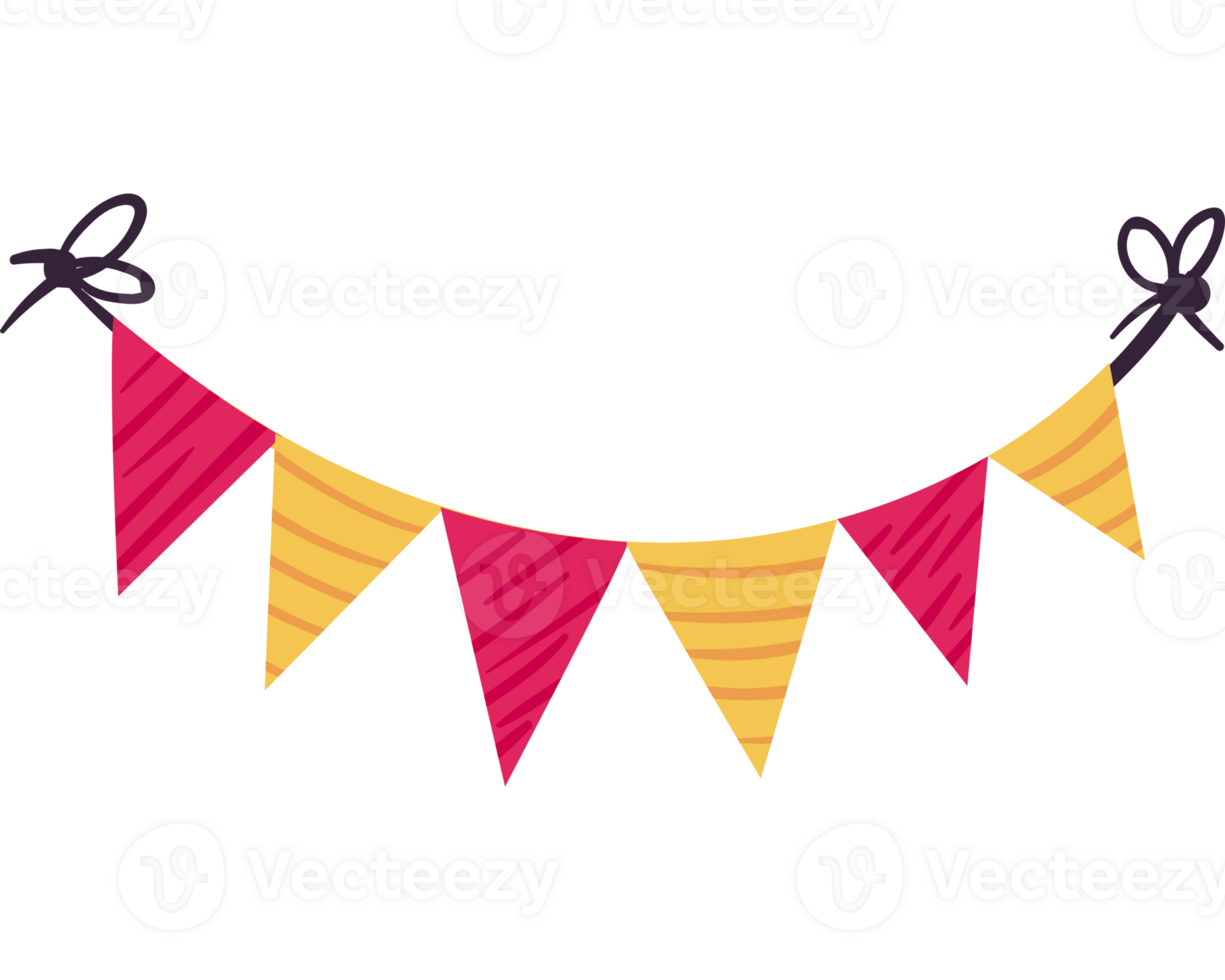 A colorful bunting with bows hanging from a black background png