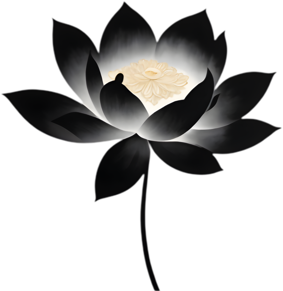 Peaceful Black Lotus Ink Drawing. . png