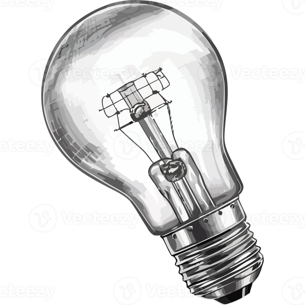A light bulb is shown on a black background png